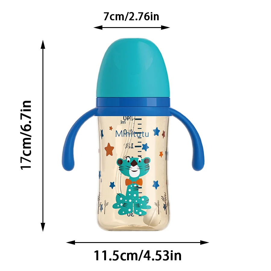 240ML wide caliber children\'s silicone straw cup, exquisitely painted print, soft and anti choking silicone nozzle, BPA free