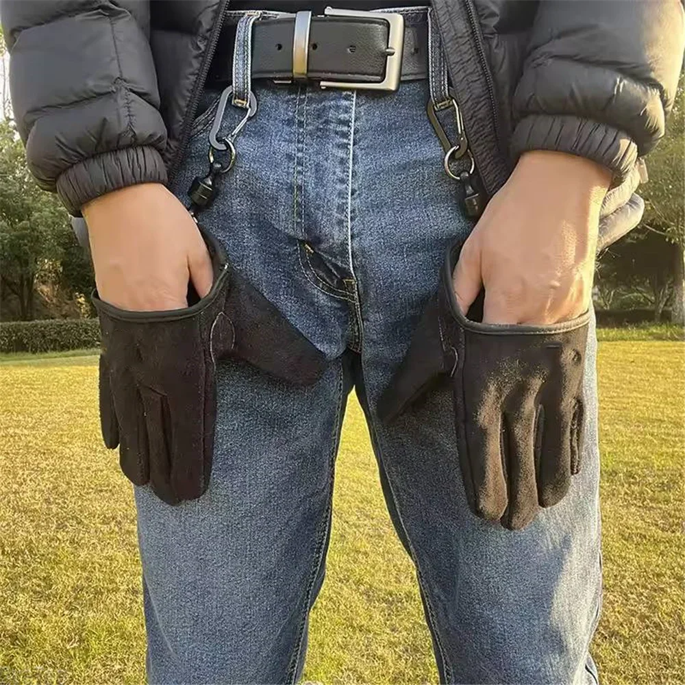 Premium Portable Magnetic Cowhide Work Gloves Anti-wear Anti-puncture Protective Gloves for Grilling Camping & Woodworking