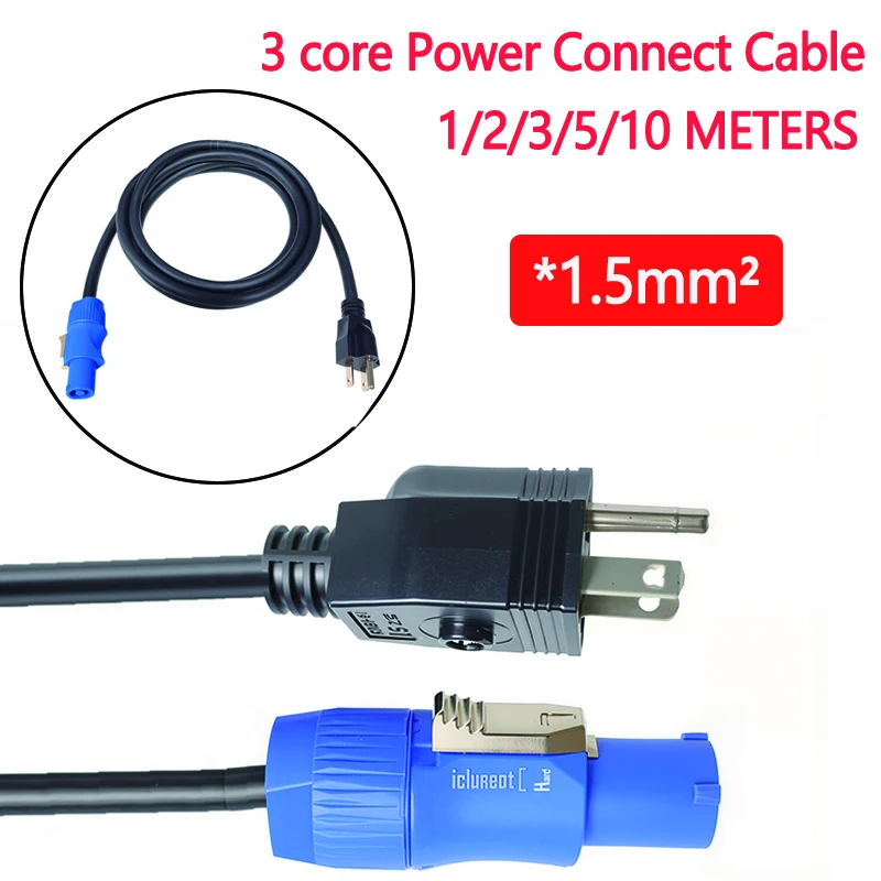 3x1.5mm² US Plug Power Extension Cord 10M High Quality Black 3core 1.2M for Stage Light LED Beam Par Can DMX512 light LED light
