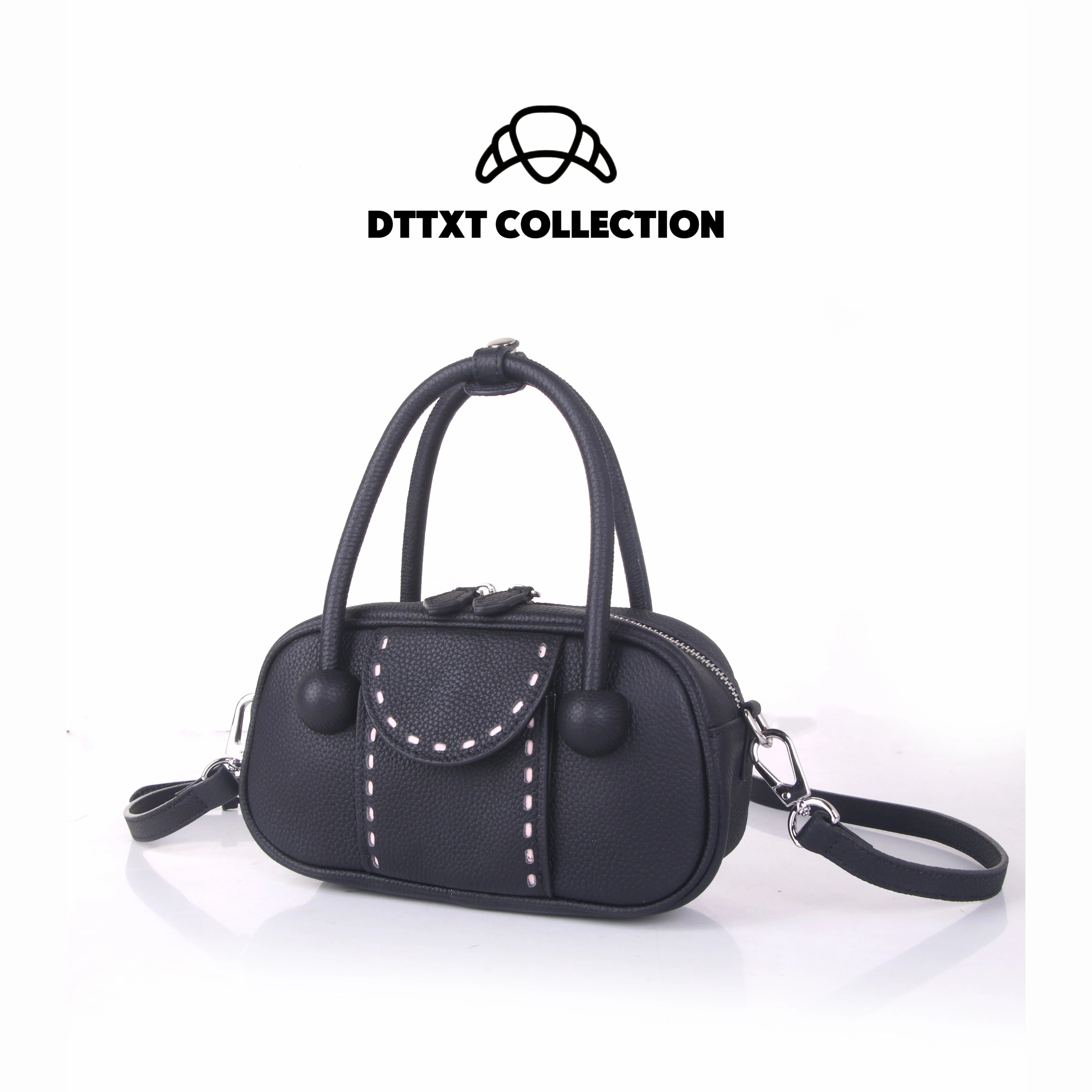 DTTXT Collection Top Layer Cowhide Handbag Women 22x11x8cm Hollow Stitched Genuine Leather Mini Tote Crossbody Shoulder Bag