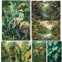 Vintage Jungle Posters Tropical Adventure Palm Mango Tree Leaf Banana Plant Prints Canvas Wall Pictures Home Living Room Decor