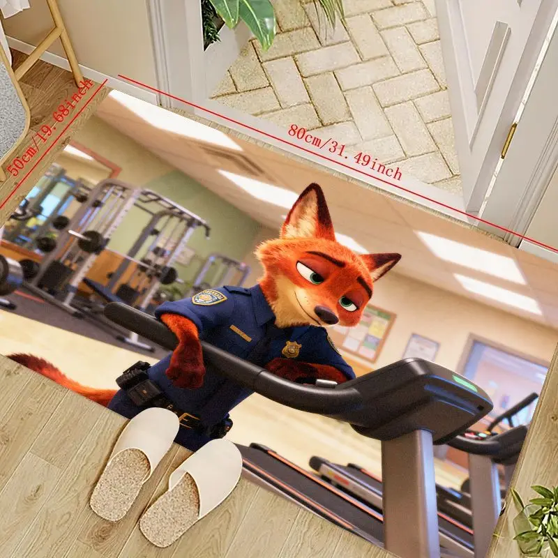 

1 шт., напольный коврик Disney Zootopia Nick Wilde, полицейский лисий, персонаж, коврик с изображением аниме-мультфильма, нескользящий моющийся декоративный ковер