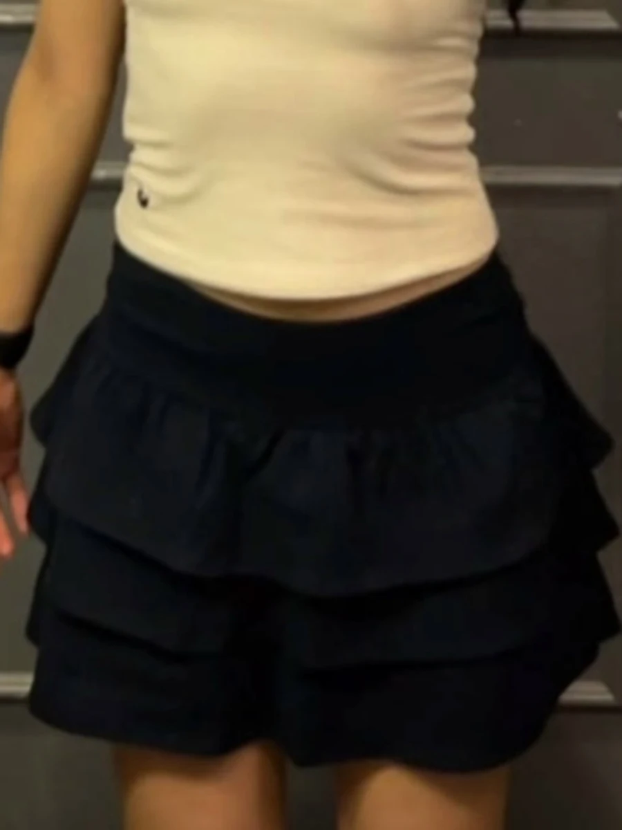 Babados marinha mini saias femininas verão sexy cintura baixa sólida estilo preppy a linha saias vintage streetwear chique sólido bottoms y2k