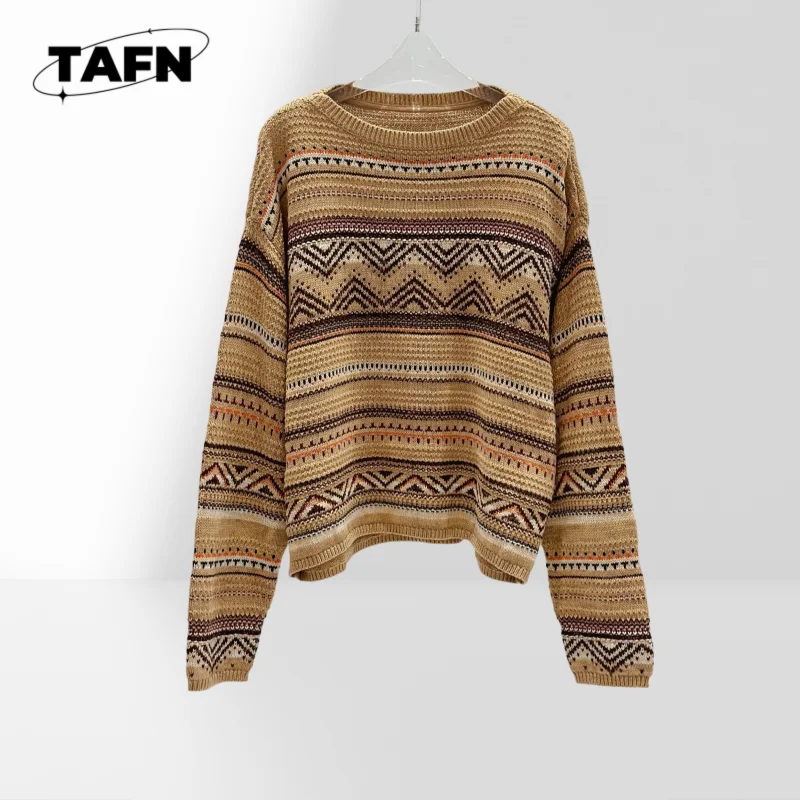 

Удобный шерстяной вязаный свитер для женщин, для наслоения в холодную погоду, идеально подходящий для многослойных нарядовAH1617