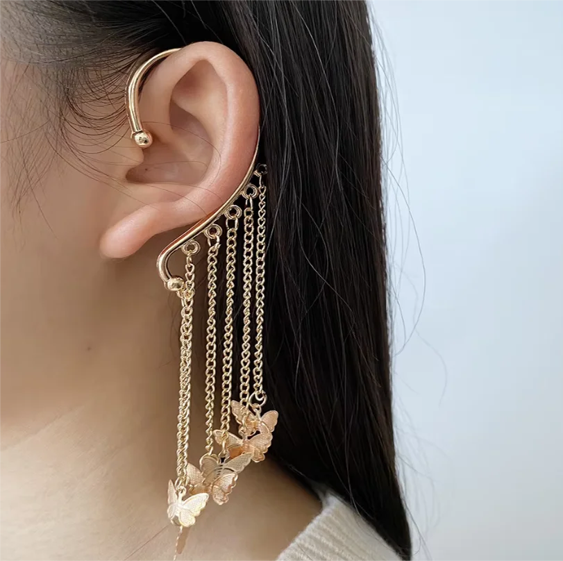 Aihua Neue Stylist Gold Farbe Mini Stern Herz Ohrringe Für Frauen Ohr Clips Ohrringe Kein Piercing Lange Ohr Manschette Schmuck Geschenke – Detail 15