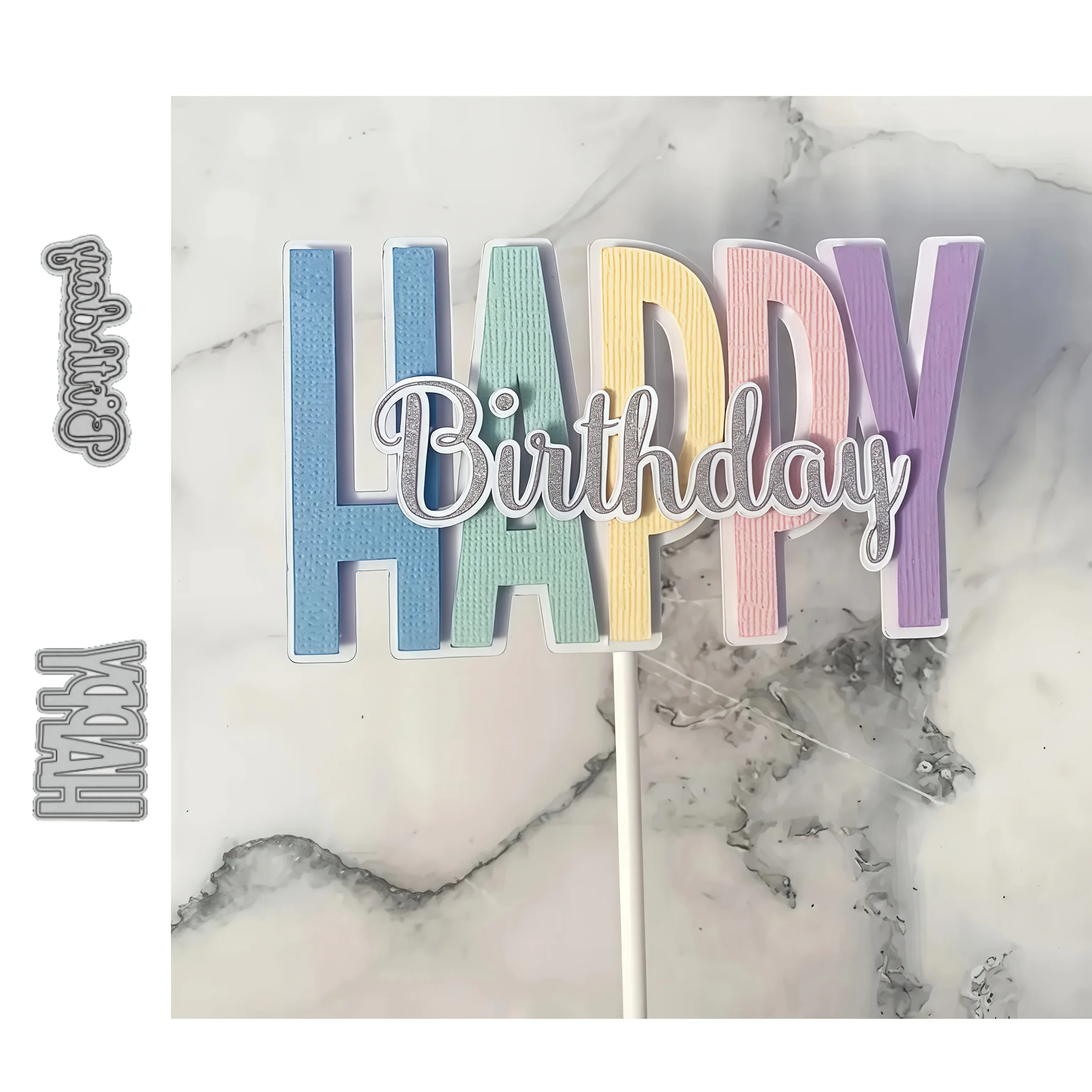 2025, neue Metall-Stanzformen „Happy Birthday“, für Decoupage, Kartenherstellung, Sammelalbum, DIY, Kartenalbum, Basteldekorationen