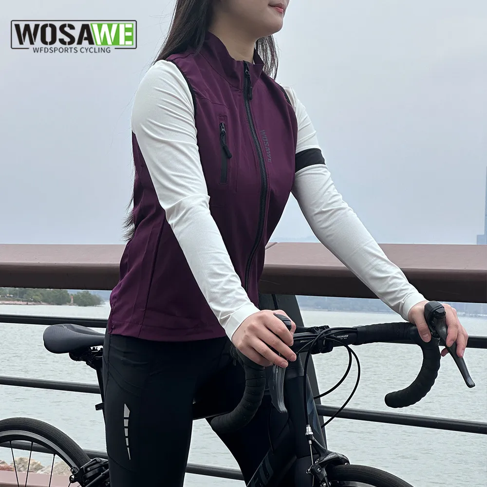 WOSAWE New Women's Cycling Vest Lighweight Cycling GILET Windproof Cycling Vest For Women 2 way zipper