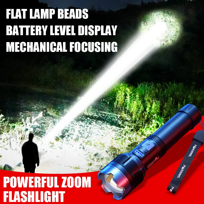 Warsun Powed LED Rechargeable Flashlight Multifunctional Outdoor Torch Portable Zoomable Waterproof Camping Hiking Lantern Light