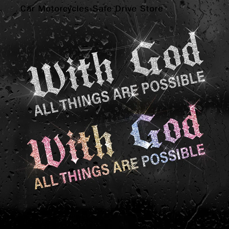 【M】WITH ALL THINGS ARE POSSIBLE Car Sticker, Waterproof Car Styling Decal Classic Automotive Racing Trucks Laptop Decoration