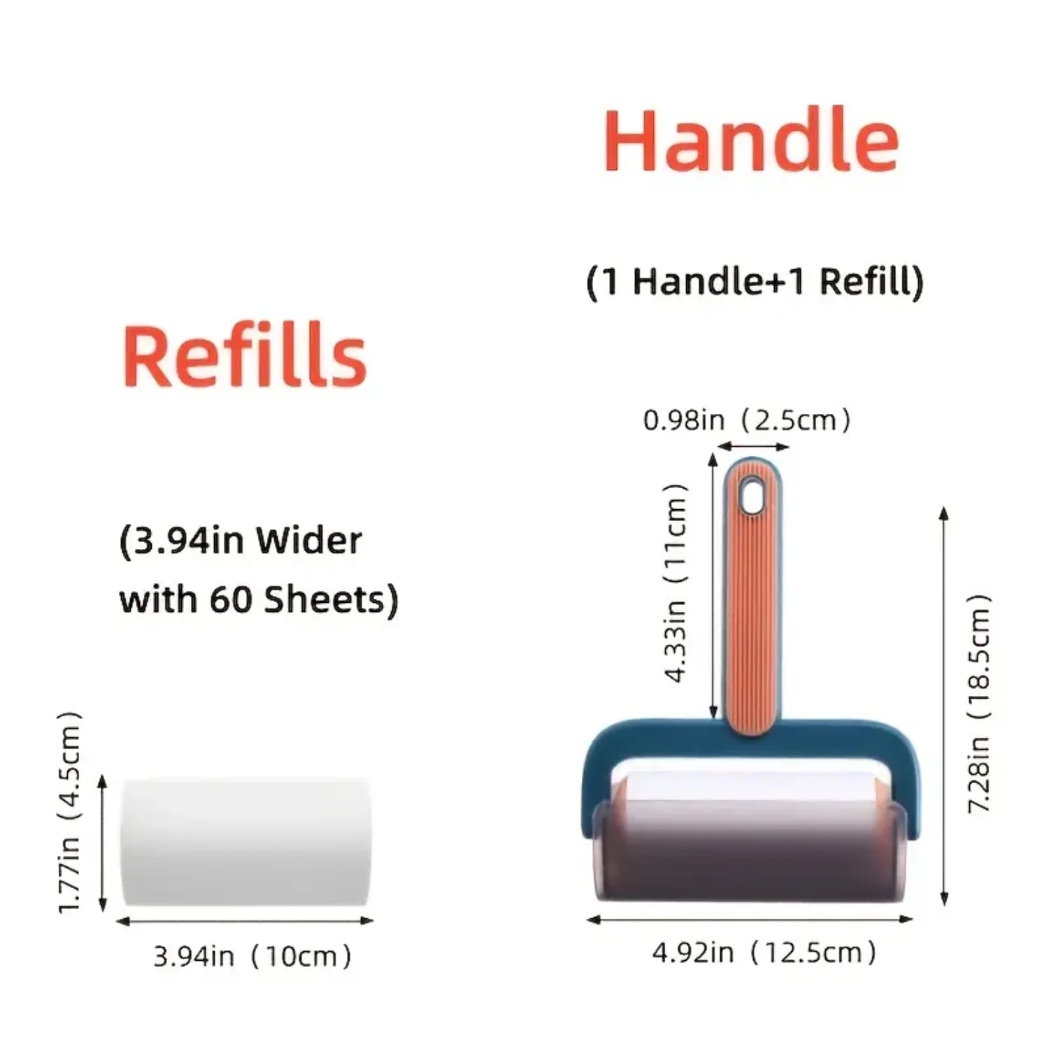 Lint Roller met stofkap, grote ontharingsroller voor dierenharen, extra kleverige pluisverwijderaar voor kleding, bank, autostoeltje, Furn