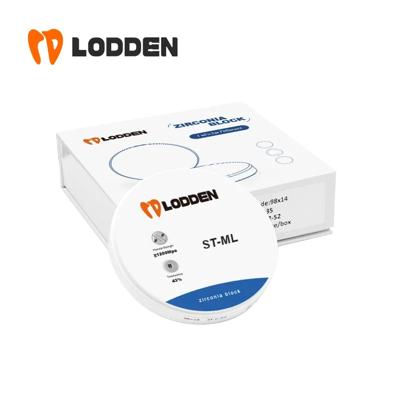 LODDEN Dental Multilayer Zirconia Blocks ST-ML 98x16mm CAD CAM Dentistry Denture Materials Open System Strength ≥1200Mpa Vita 16