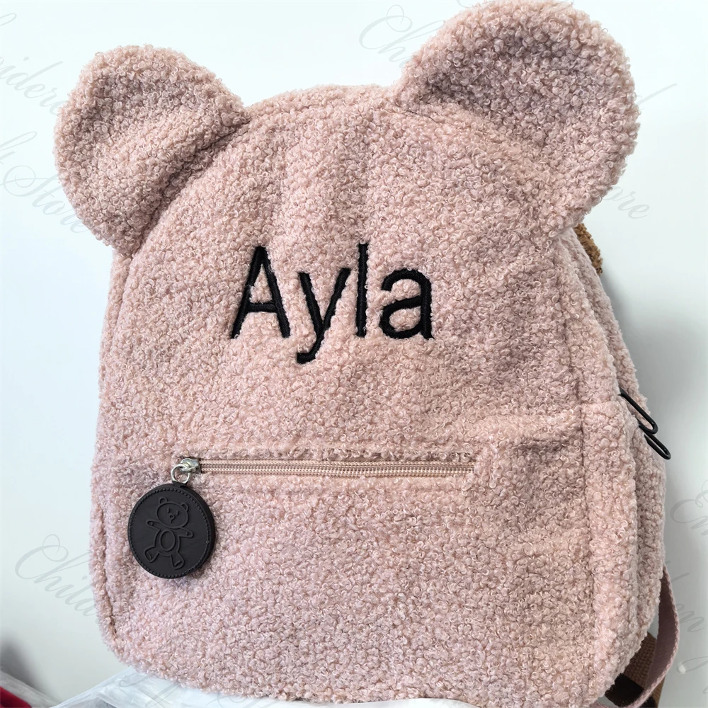 Embroidered Name Toddler Backpack Plush Bear Lightweight Kid\'s Kindergarten Backpacks Customized Name Gift Bag for Boys Girls