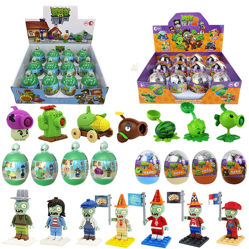 Plants Vs. Zombies Surprise Capsules Toy Gacha Assembling Building Blocks Cultivate Kids IQ Game Figure Model Doll Children Gift