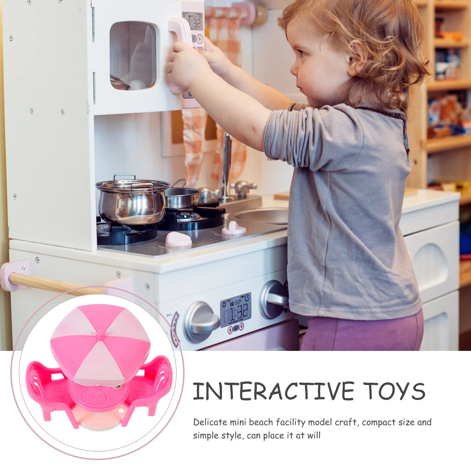 

2Sets Mini Beach Facility Adornment Premium ABS Material Exquisite Decorative Effect Home Decoration Miniature Scene Graduation