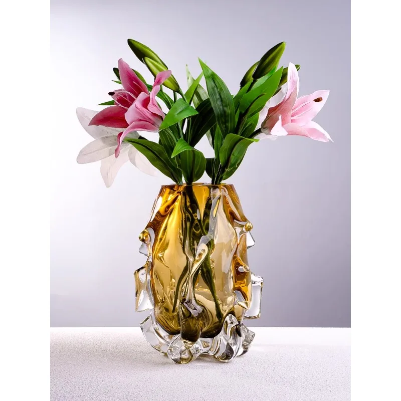 Light luxury ins style creative crystal glass vase living room entrance water raised flowers high-end home flower arrangement or