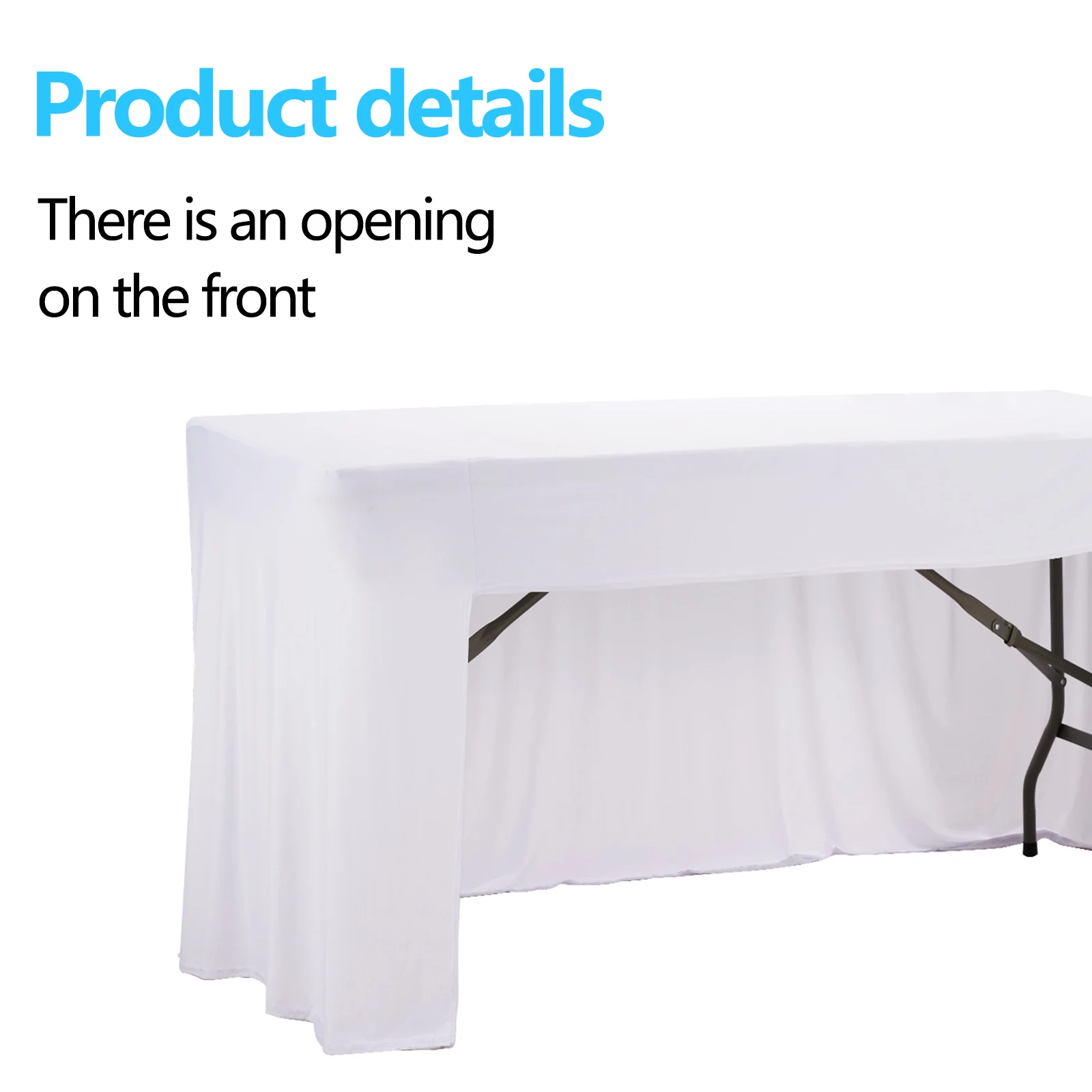 1PCS White Black Color Elastic Table Cover for Wedding Banquet, 6Ft Size, Spandex Rectangle Table Skirt, Fitted Tablecloth