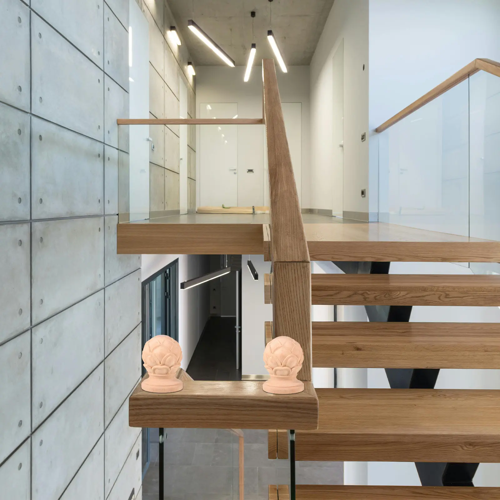 

Intricately Carved Solid Wood Stair Finial European Design Decorative Stairway Railing Post Topper Baluster Head Decoration