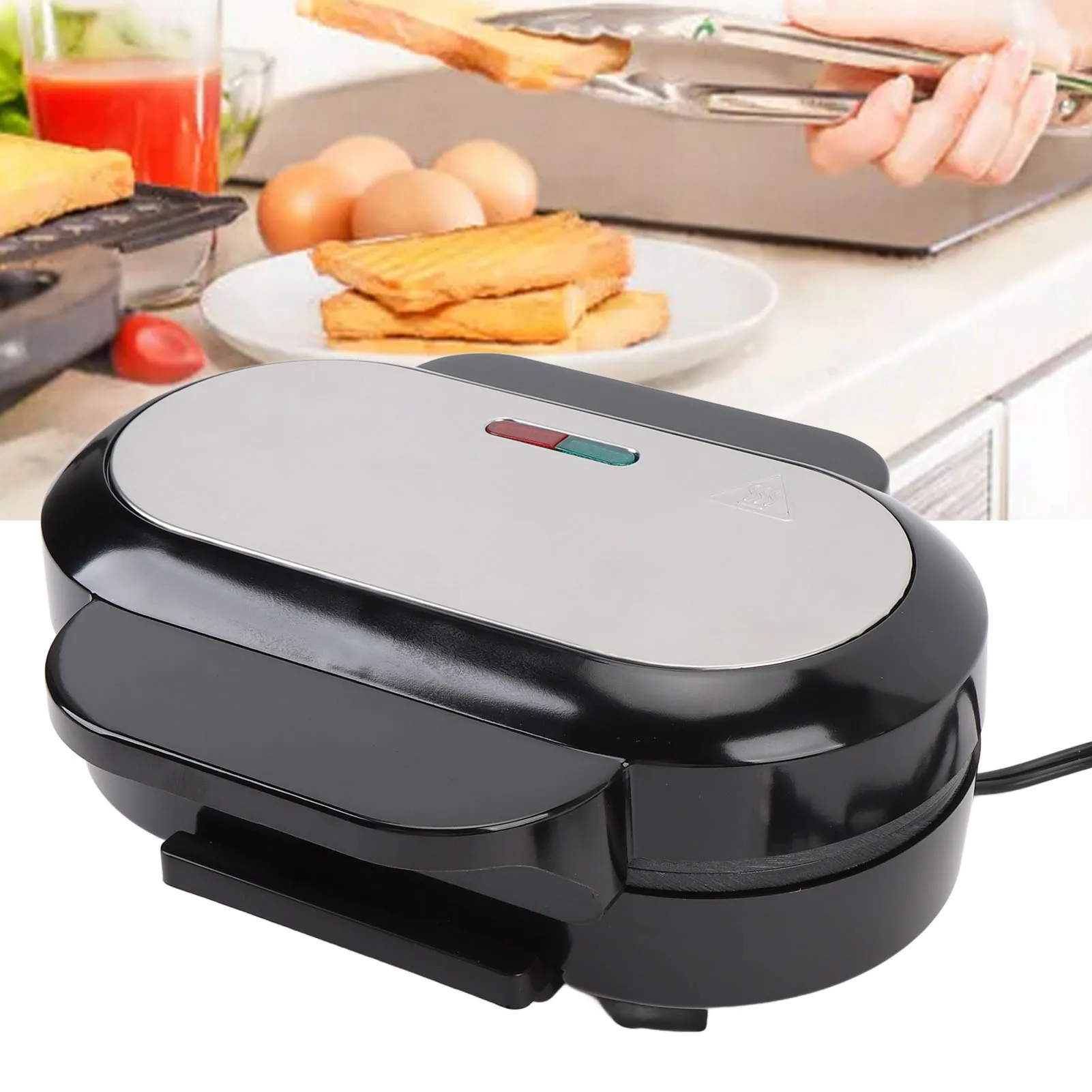 Parrilla eléctrica antiadherente para hamburguesas, máquina de desayuno para panqueques, huevos y filete con mango de tacto seguro