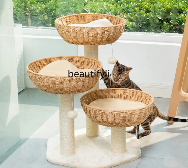 Woven Cat Nest Chamfer One Sisal Scratching Board Tree Climbing DIY Big Cat Nest