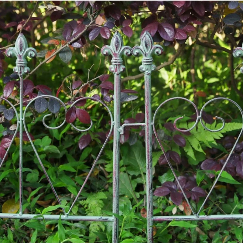 Clearance Sale！Iron Garden Fence Rustic Outdoor Lawn Edging Yard Partition Decorative Vegetable Barrier Short Landscape Fencing