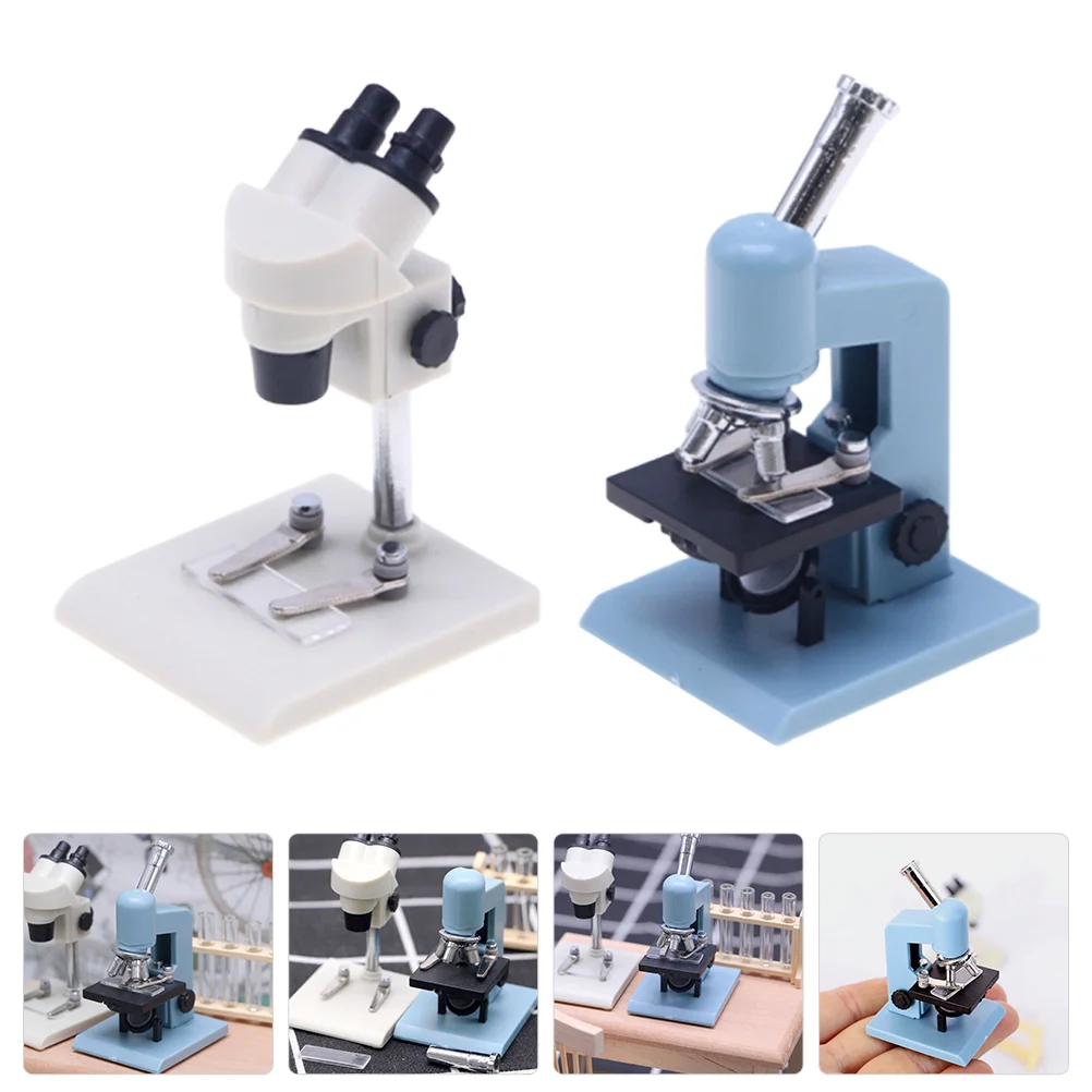 

2 Pcs Childrens Toys Dollhouse Microscope Miniature Accessories Kids Fun Miniatures