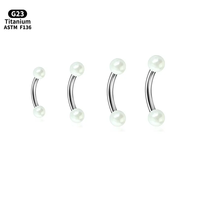 G23 Titanium Eyebrow Rings with  Pearlish Coated Acrylic Balls