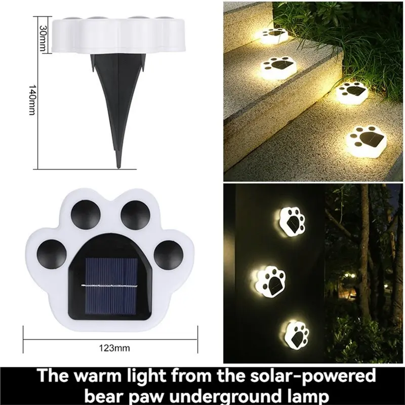 AB66-2PCS Solar Paws Outdoor Lights IP65 Waterproof Lawn Lamp Light Control Lighting For Garden Yard Camping Decor