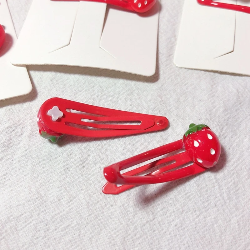 3D Strawberry Hair Clips Non-Slip Cartoon Fruit Clip Fruit Resin Side Clips Sweet Barrette Accessories Ponytail Holder