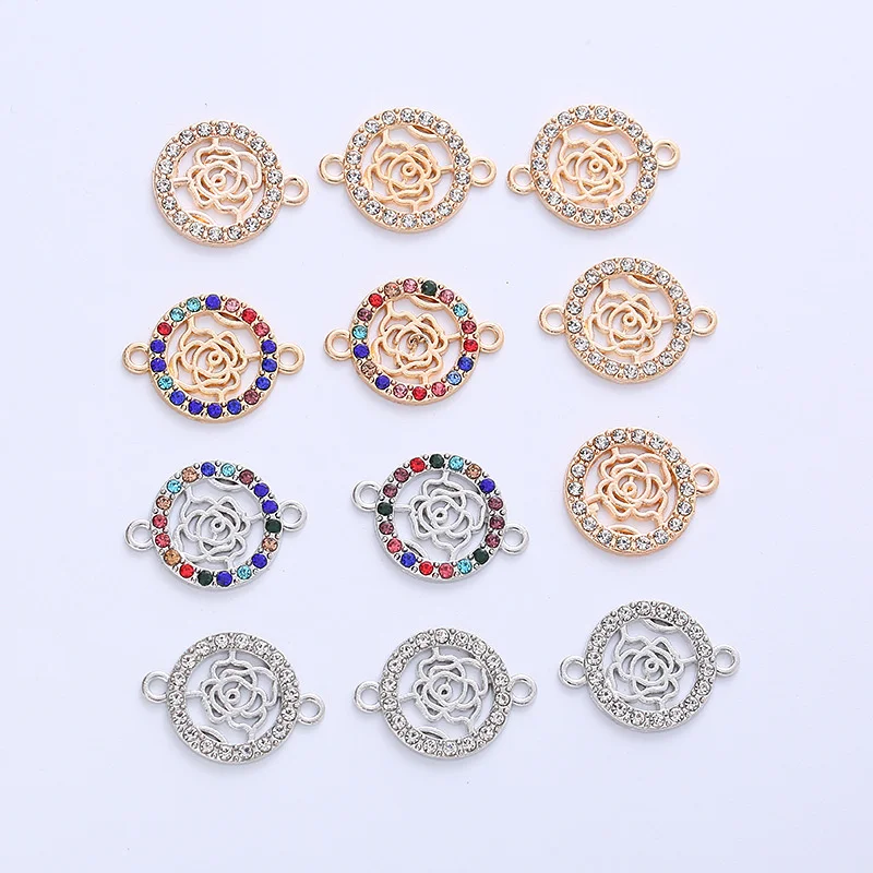 10pcs Crystal Flower Pendant Connector for Jewelry Making Charm for Bracelet Necklace Earring DIY Handmade Jewelry Findings