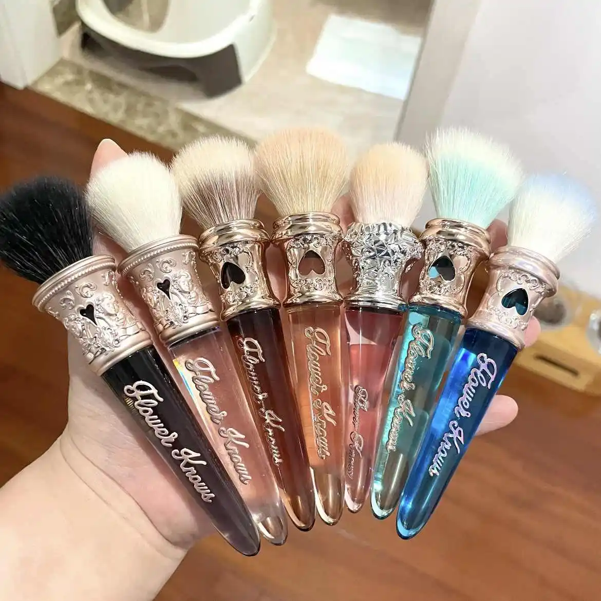 Flower Knows All Series Little Angel Midsummer Night Blush Stippling Brush Wool Evenly Takes Powder beauty