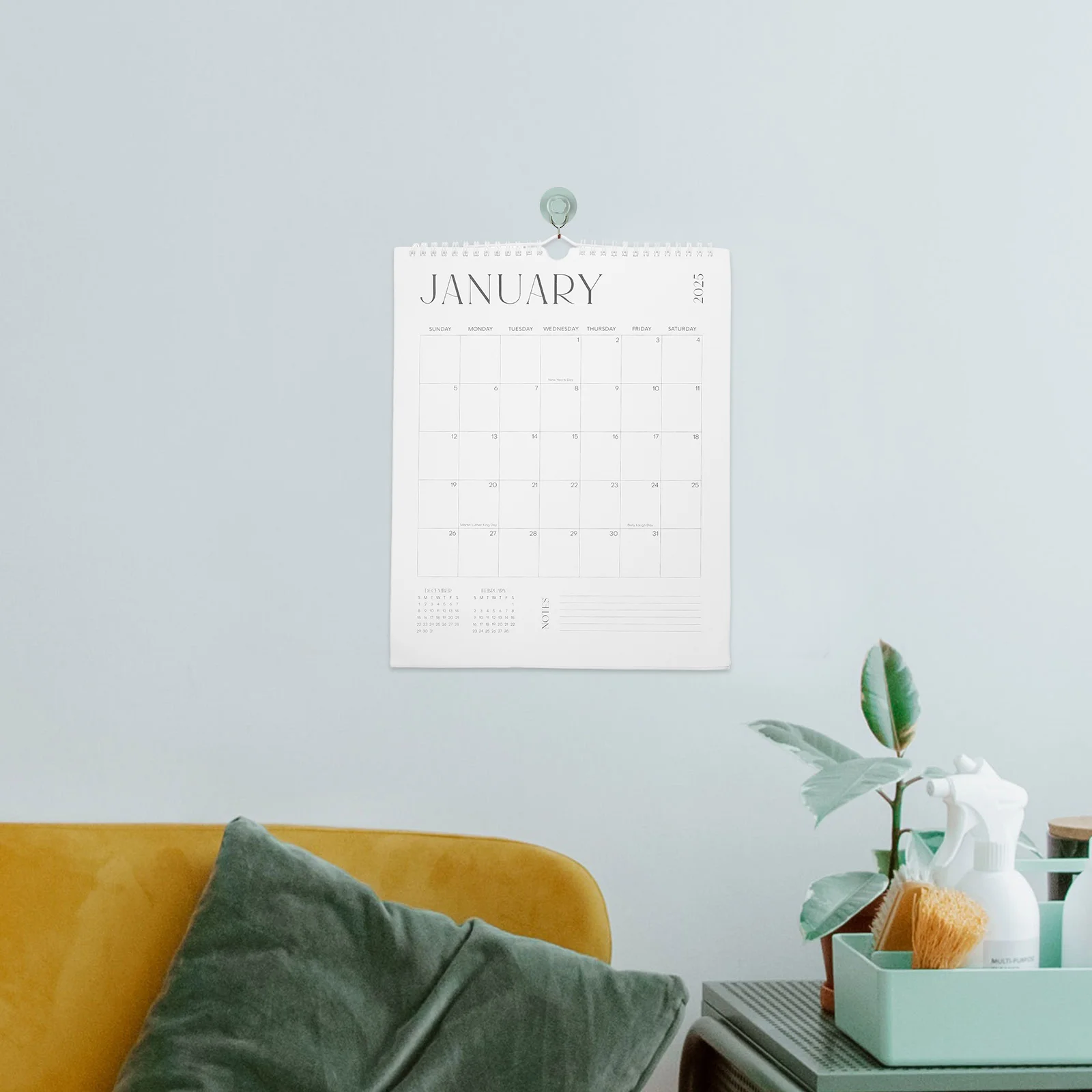 Calendario de pared 2025 colgante mensual trimestral pequeño borrado en seco calendarios en inglés verticales papel para