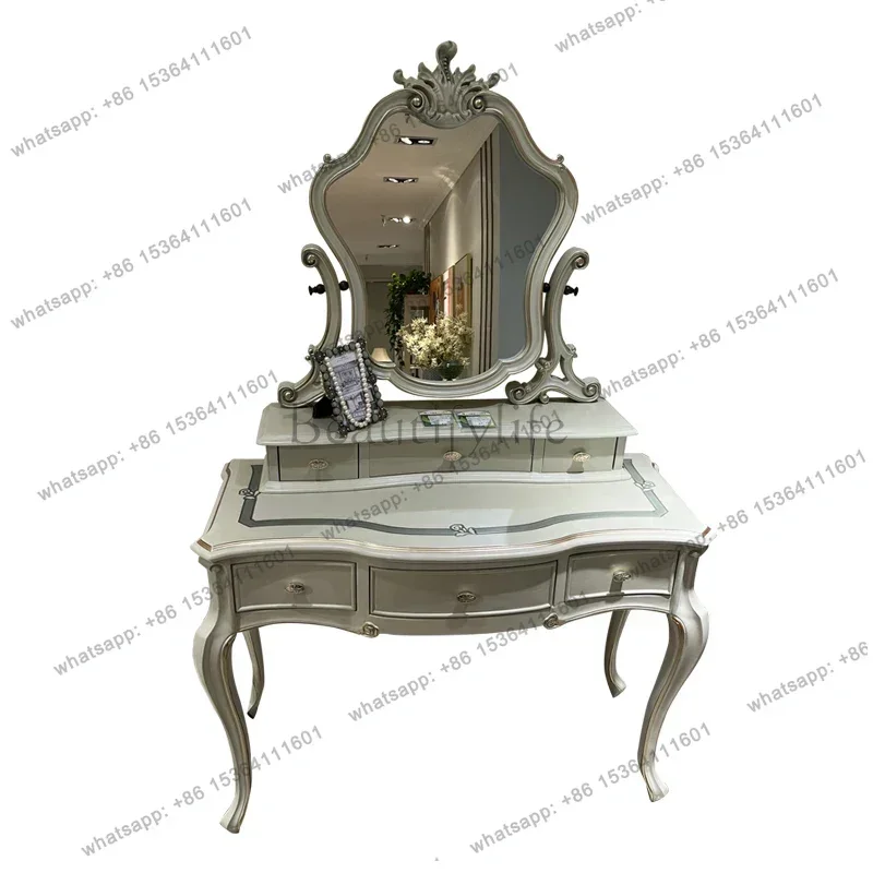 

yj9 Luxury Modern Organizer Vanity Table Wood Storage Drawers Large Makeup Vanity Desk Bedroom Mirror Penteadeira Quarto Furnitu