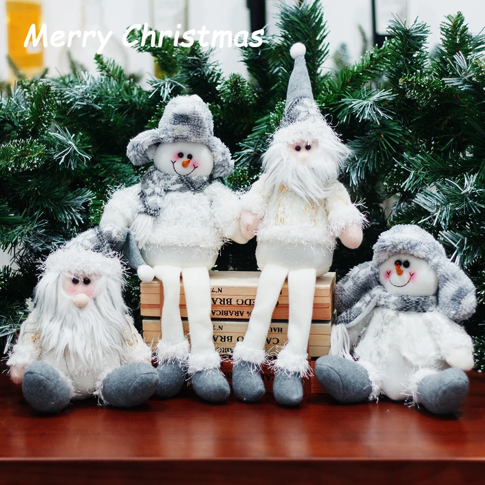 

White Snowman Santa Claus Dolls Christmas New Year Plush Toys Home Decoration Xmas Festival Desktop Ornaments Room Decor Gifts