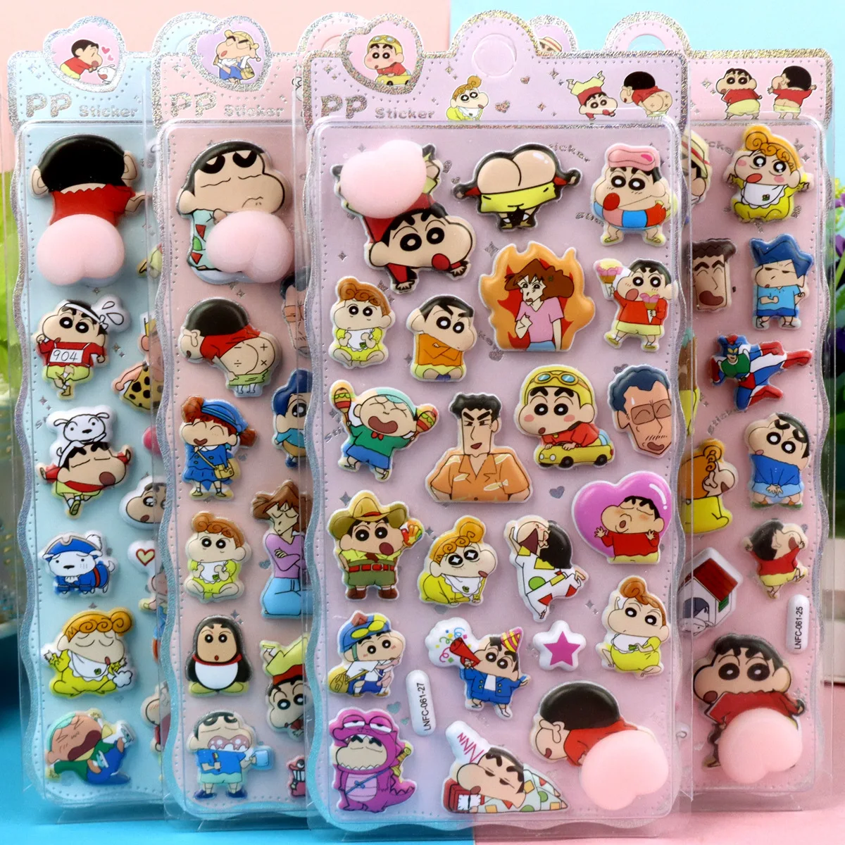 Autocollants 3D Crayon Shin-chan, Adorables Petits Fesses à Presser Anti-Stress, Jouet de Dessin Animé pour Enfants, Jouet Sensoriel Interactif Amusant