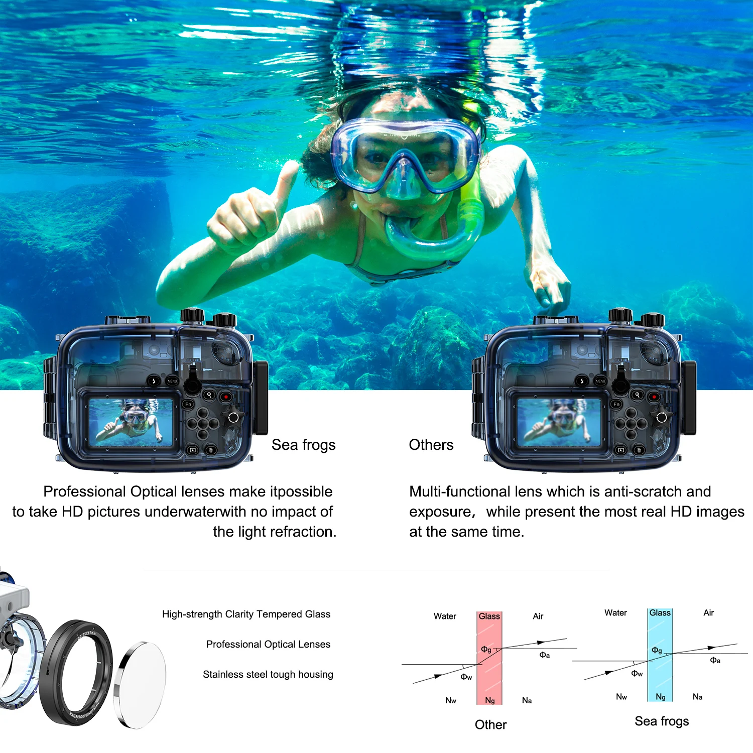 Seafrogs Scuba Diving Camera Case Cover For Sony A6000 A6300 A6500 Underwater Photography Equipment Waterproof Camera Housing