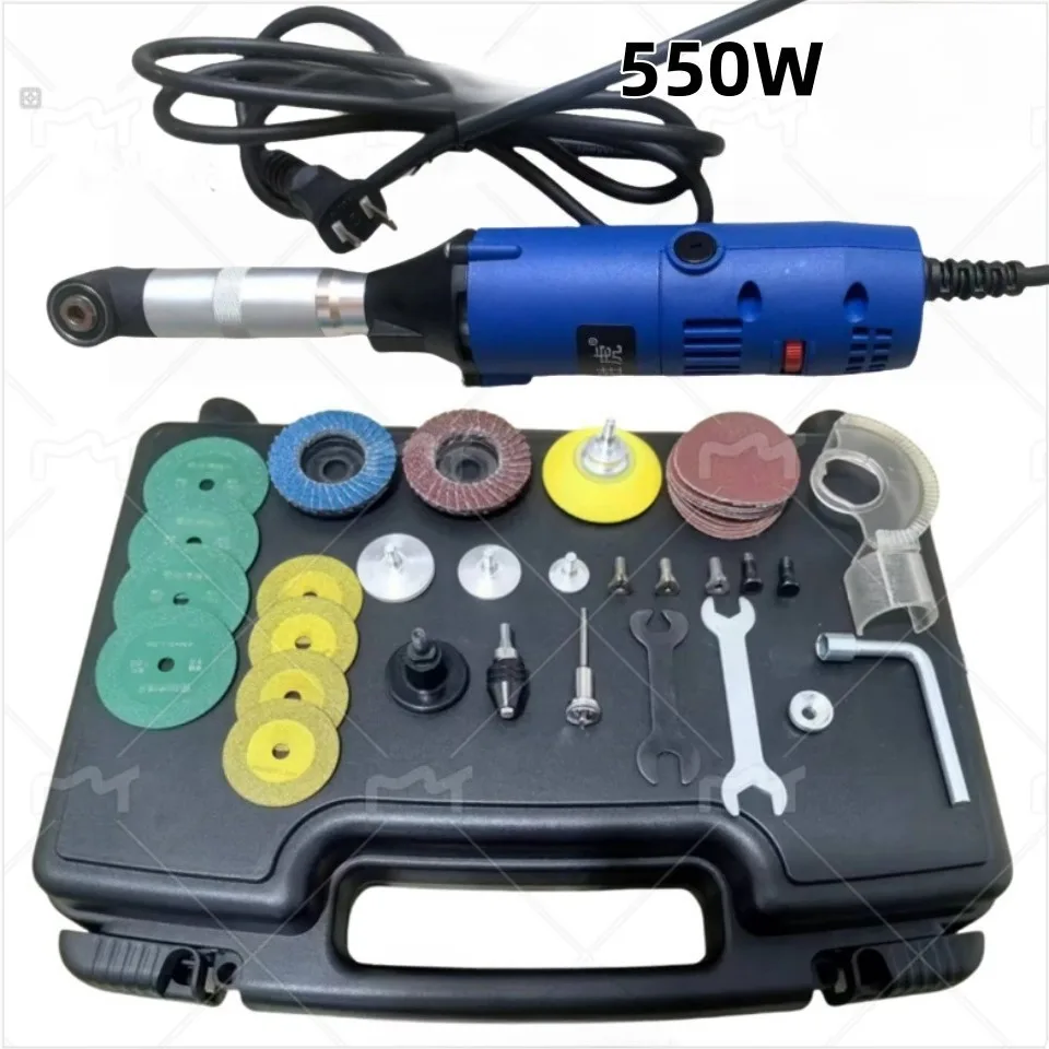 550 W Micro Angle Grinder - Multifunction Elbow Grinding Polisher for Ceramic Tile Cleaning Engraving Metal Wood Polishi