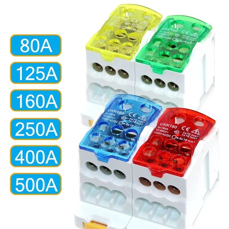 Electric Split Din Rail Terminal Block Junction Box Power Wire Electrical Connector UKK80A 125A 160A 250A 400A 500A