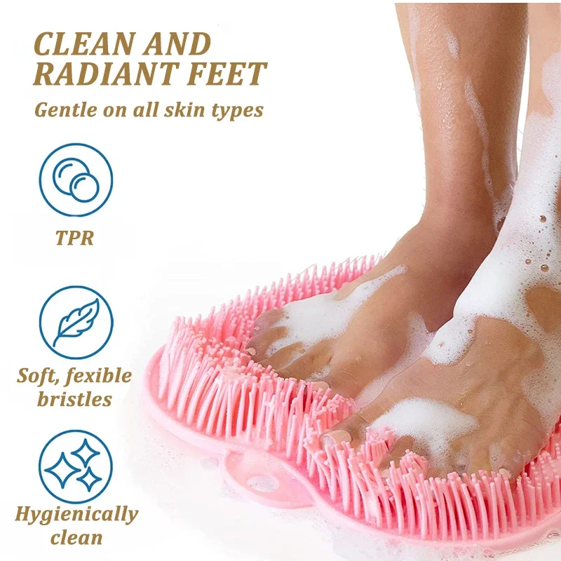 Shower Foot Back Scrubber Silicone Bath Massage Pad Bath Massage Cushion Brush with Suction Cups Wash Foot Mat Exfoliating Brush