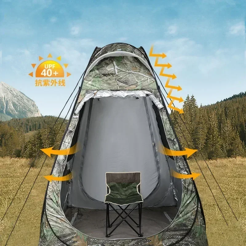 Imagem -02 - Camuflagem Ice Fishing Tent para Pessoa Anti-mosquito à Prova de Chuva Protetor Solar Portas Duplas Janelas Pop up Quick Open 150*150*190cm