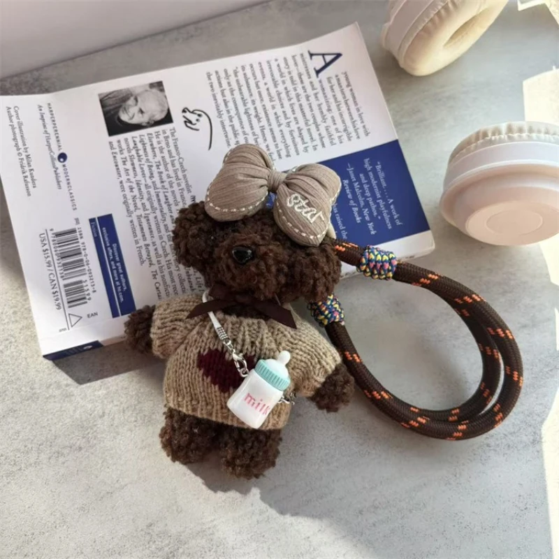 

Colourful rope plush bear pendant handmade teddy bear doll bag charm dolls