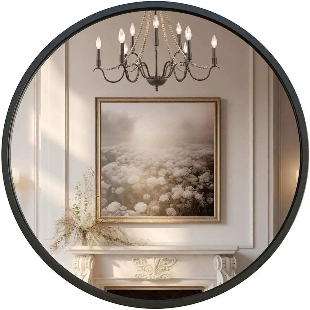 

Bla Round Mirror 24 H, Circle Mirror For Bathroom, Entryway, Vanity, Living Room, Round Bathroom Mirror For Wall