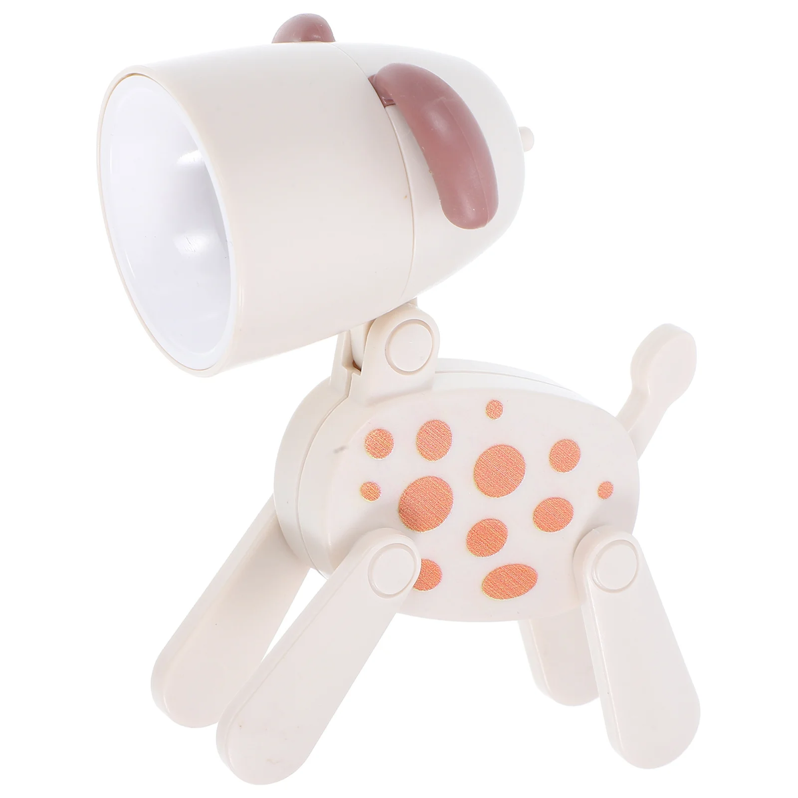 ไฟ LED กลางคืนขนาดเล็กรูปสุนัขน่ารักดีไซน์พับได้ปรับหัวได้สำหรับห้องนอนเด็กห้องนอนโต๊ะสีเบจ