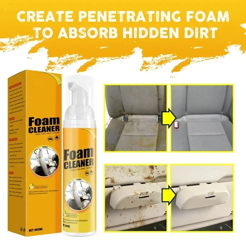 Multi Functional Foam Cleaner for Car Interior Leather Seat Cleaner Foam Head Stain Removal