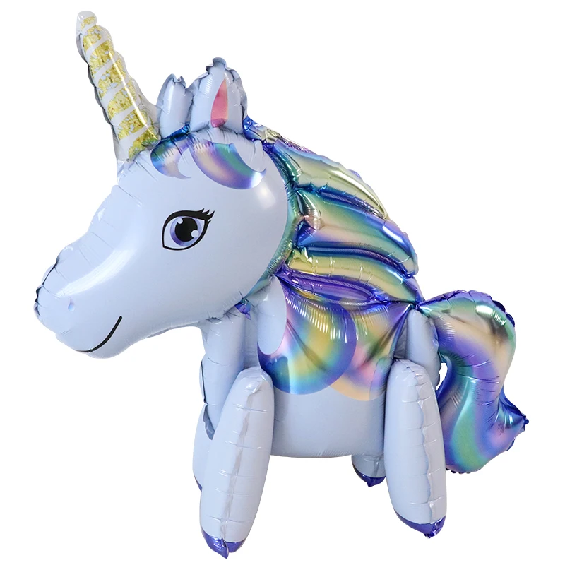 Cartoon 3D Rainbow Gradient Unicorn Foil Balloons Kids Girl\'s Birthday Party Gift Decorations Baby Shower Toys Globos Supplies