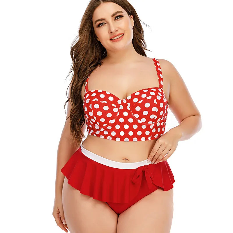

2025 New Print 2 Piece Plus Size Bikini Set Women Strapped Big Swimsuit Backless Hollow Swimwear Beach Lady Bathing Suit