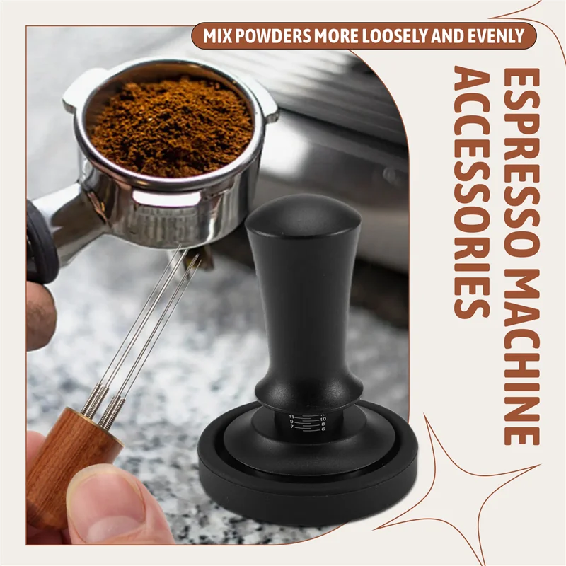 【Горячий торт】 Темпер для кофе эспрессо 51 мм с инструментом WDT, калиброванная подпружиненная, с силиконовым ковриком, для кофемашины эспрессо Dur