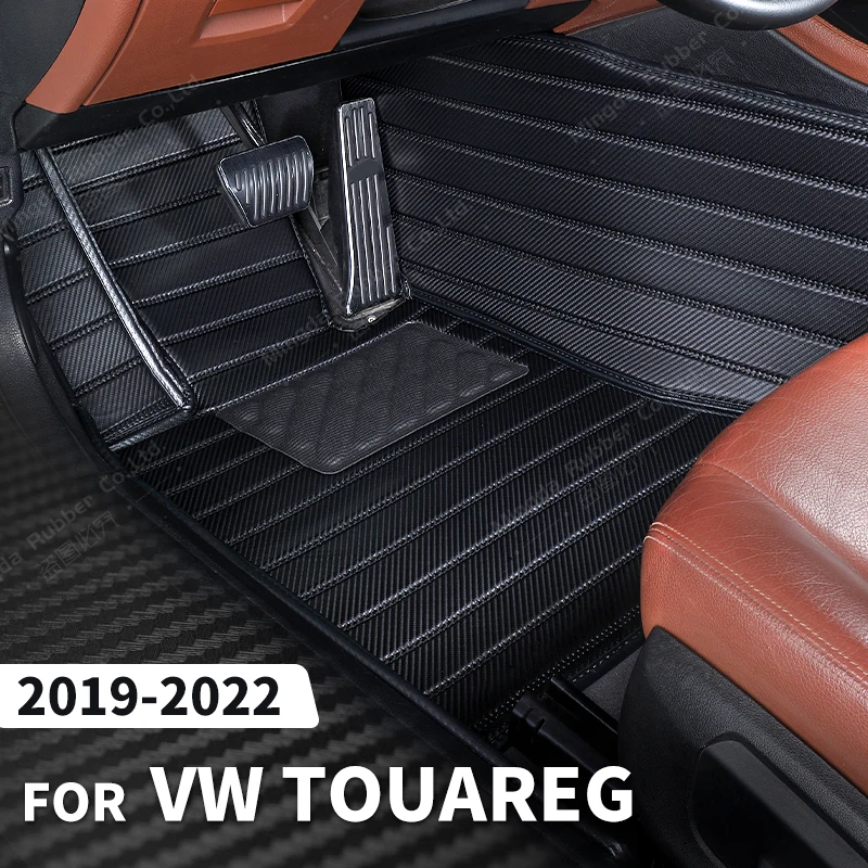 

Custom Carbon Fibre style Floor Mats For VW Volkswagen Toureg 2019 2020 2021 2022 Foot Carpet Cover Automobile Interior Accesso