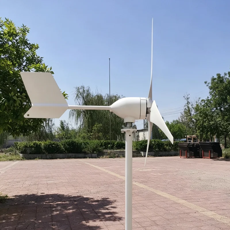 Low Noise 4KW Horizontal Axis Wind Power Generator 24V 48V Built‑in MPPT Controller Small Home Wind Energy System From factory
