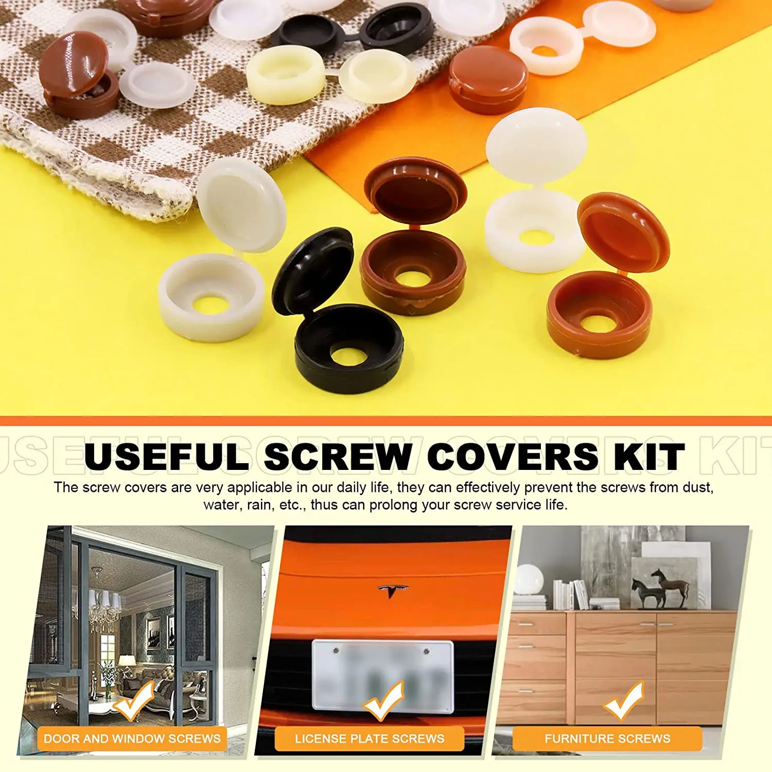 25/50/100pcsCoperchio a vite Tappi pieghevoli Bottone in plastica per mobili per auto Copertura decorativa autofilettante Prevenire la polvere Tappo a vite hardware