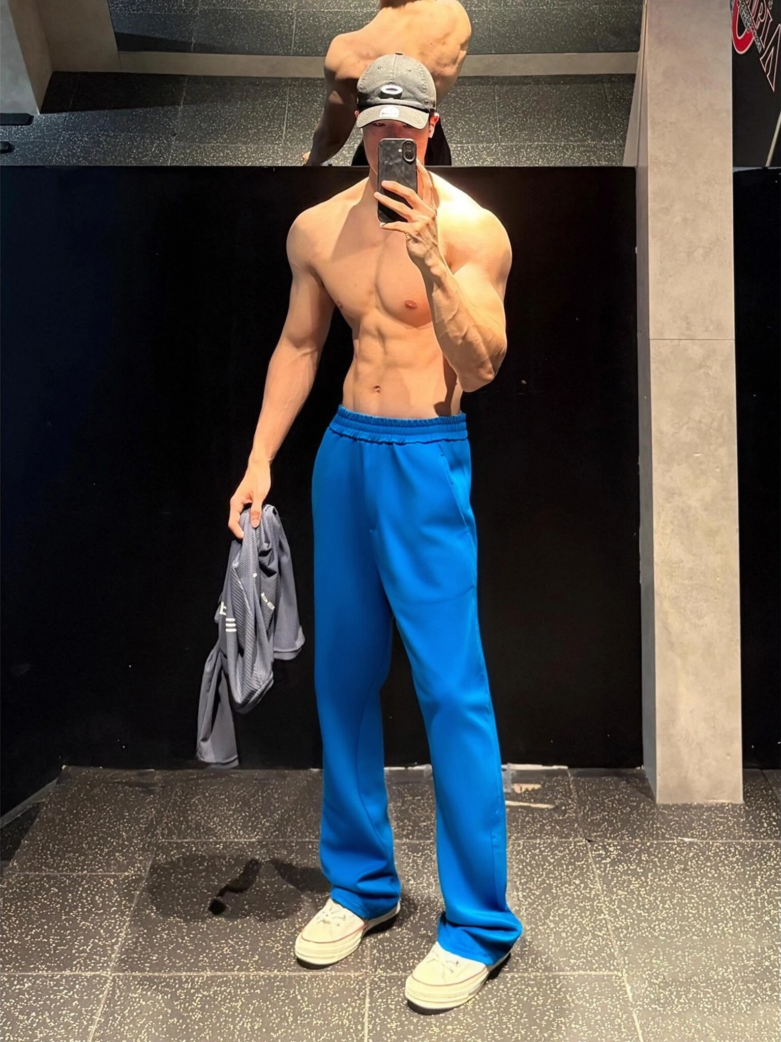 

Blue American Sle Fitn Trousers Men's Autumn Winter Training Straight Leg Micro Flared Pants Youth Faion Non-fading
